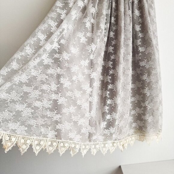 Vintage Lorrie Kabala Grey White Lace Overlay Maxi Skirt S - Picture 3 of 9
